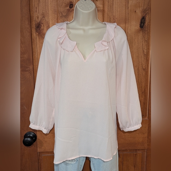 Elle Blush Ruffle Blouse - Picture 1 of 7